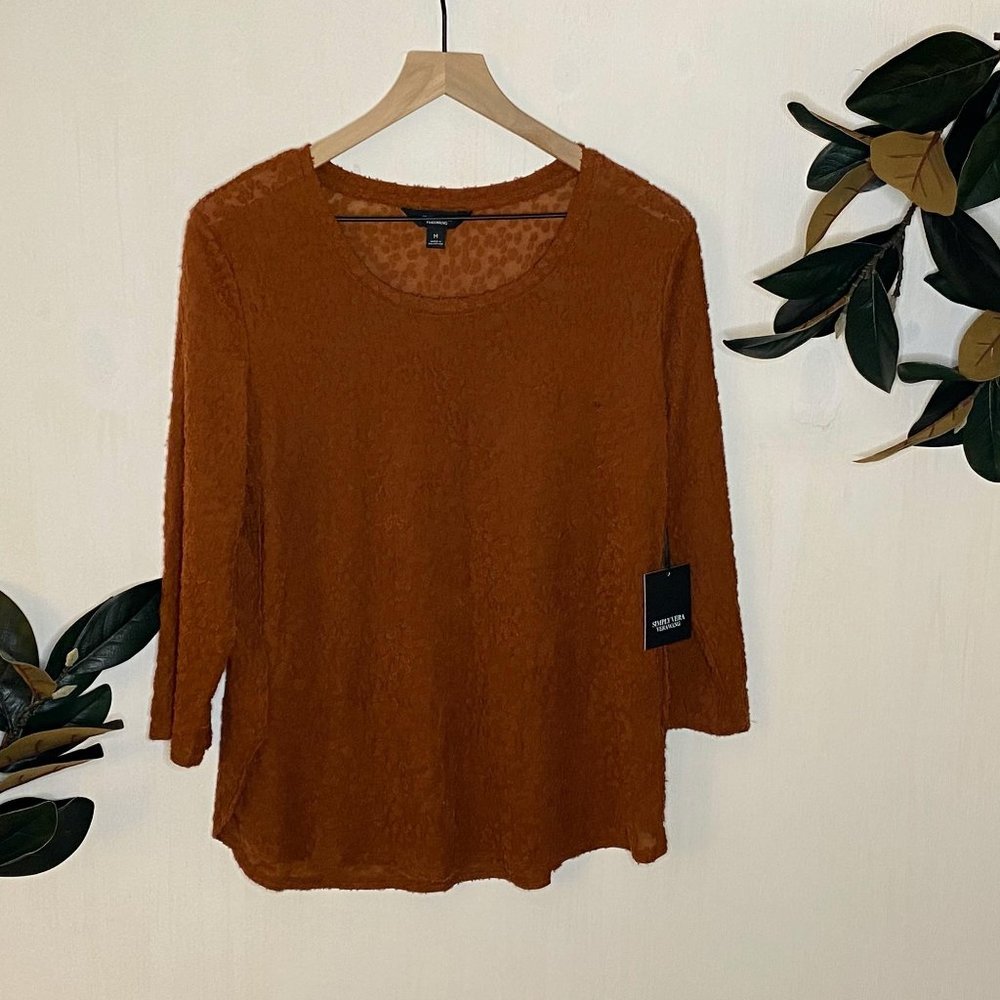 NWT Simply Vera Orange Sheer Long Sleeve Blouse